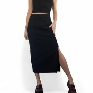 vintage black midi skirt size xs